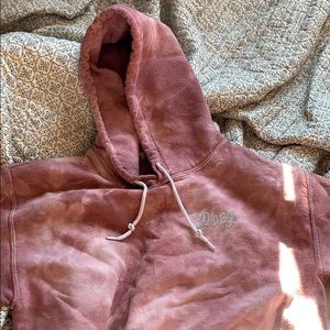 Obey hoodie light maroon cream color